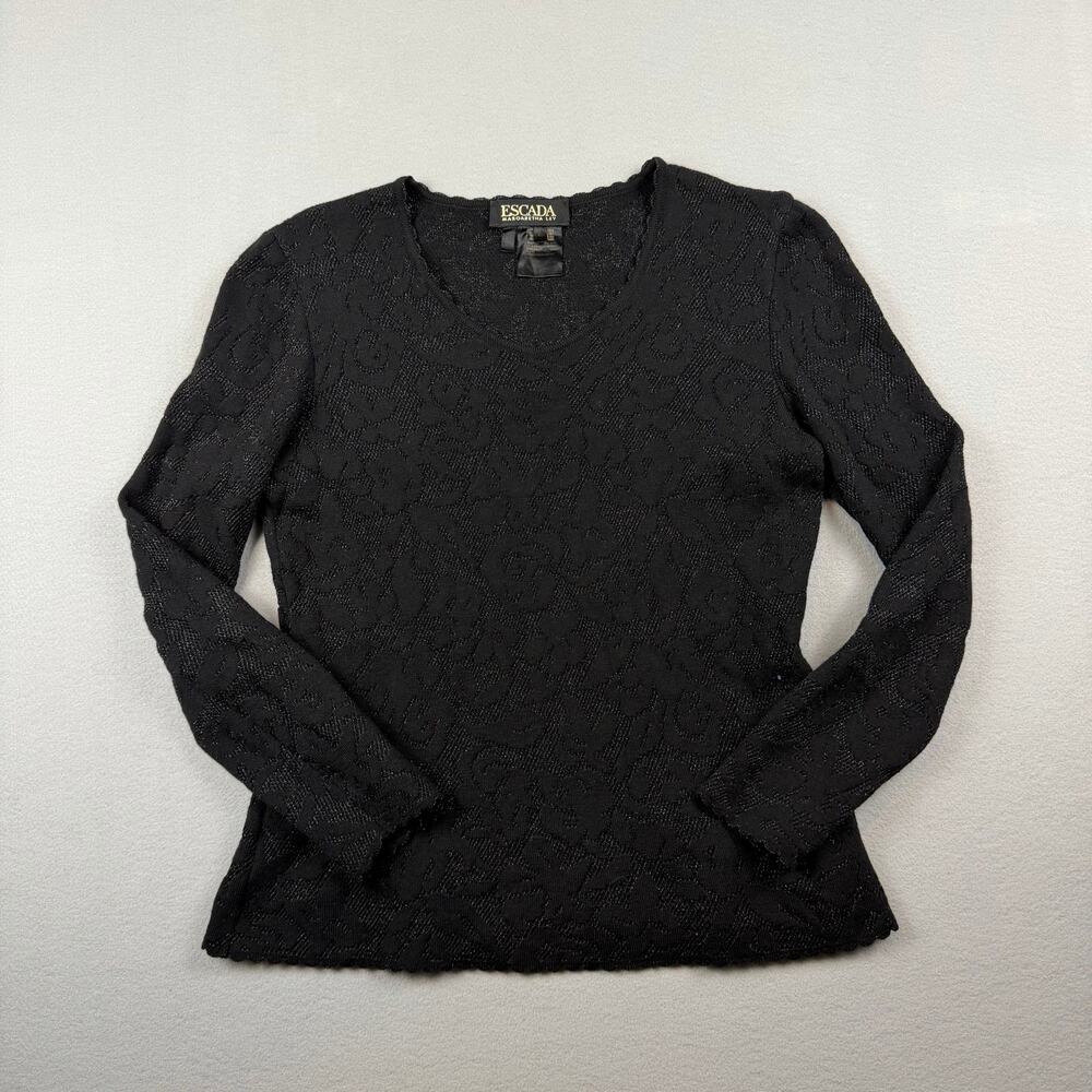 Escada Margaretha Ley Wool Blend Floral Knit Top 40